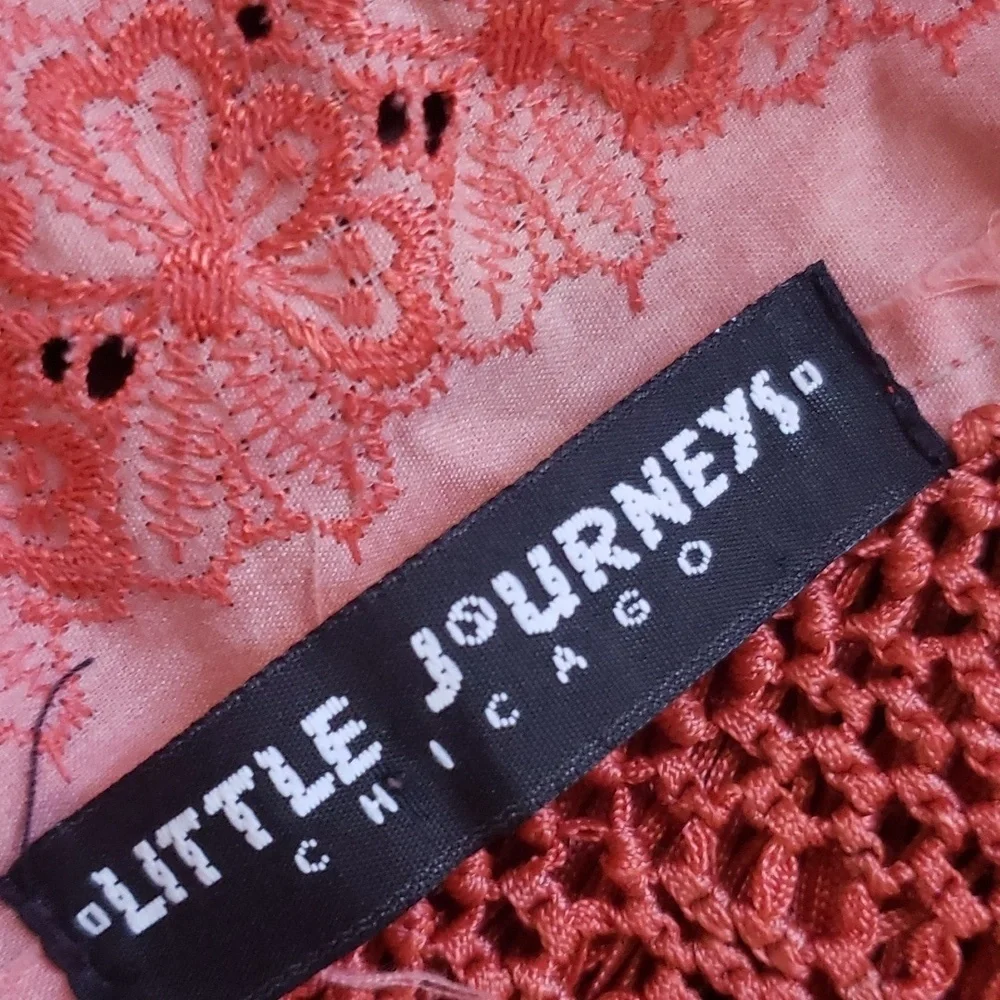 Little Jouneys Chicago coral embroidery eyelet wrap shawl